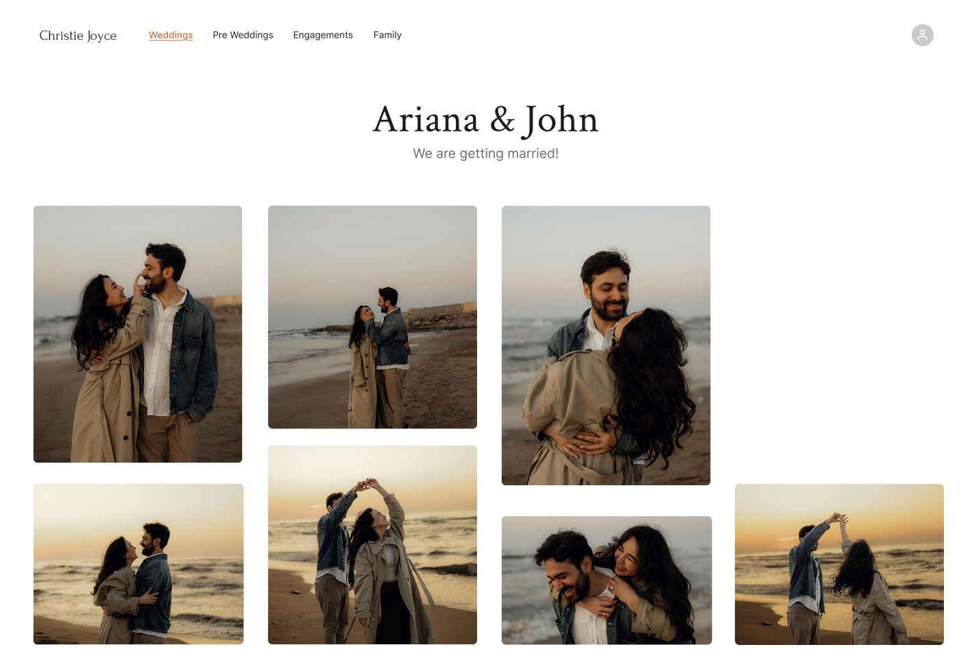 Pixpa client photo gallery — desktop preview